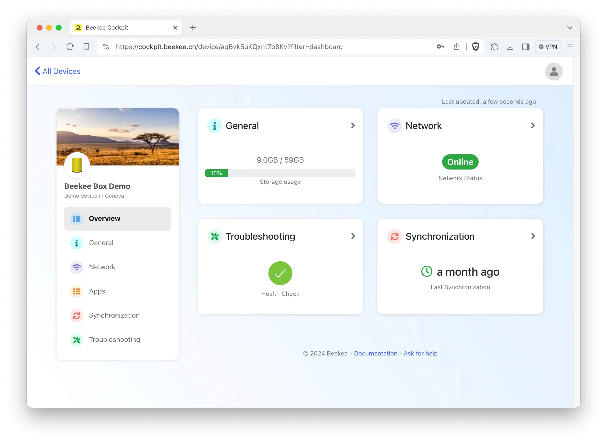 Beekee Cockpit Screenshot